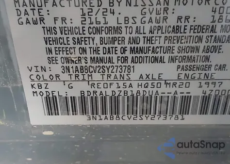 2025 Nissan Sentra Sv z USA, uszkodzony, nr VIN 3N1AB8CV2SY273781